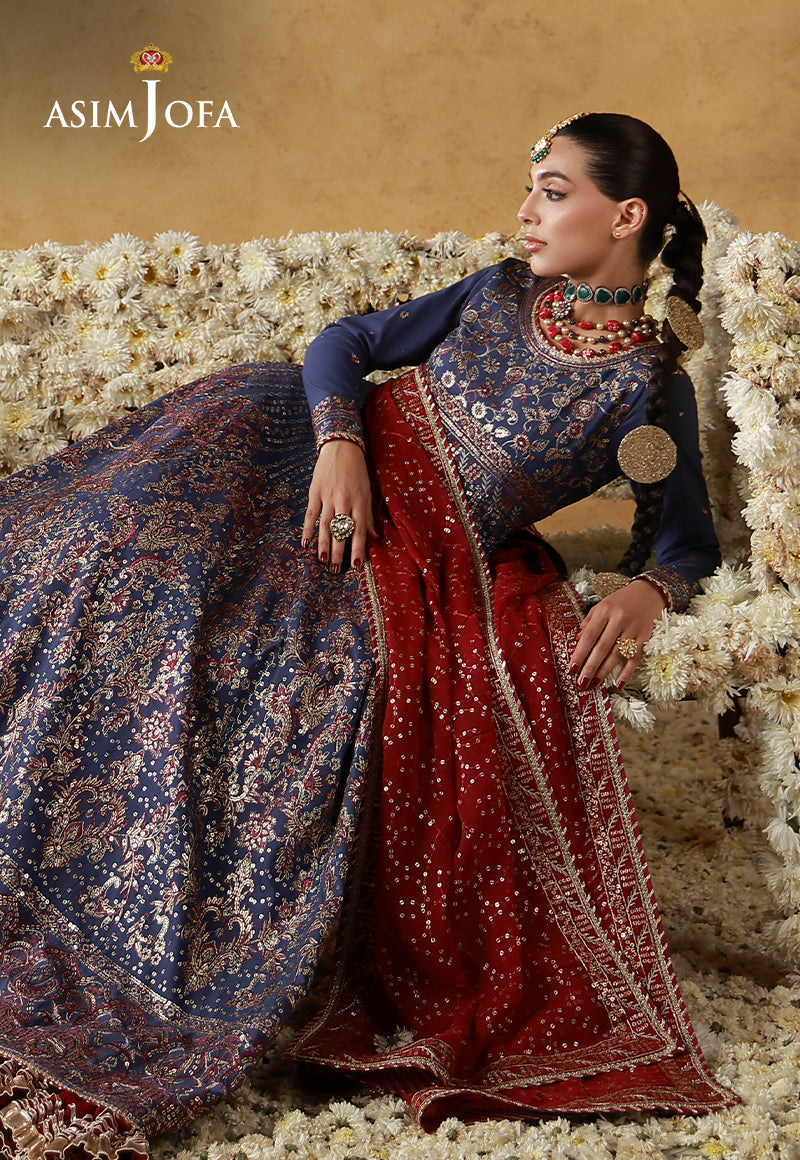 Asim Jofa | Ishq e Eid | AJULN-06 Embroidered Silk 3 Pcs - House Of Hania