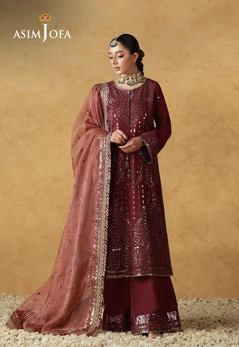 Asim Jofa | Ishq e Eid | AJULN-07 Embroidered Cotton Silk 3 Pcs - House Of Hania
