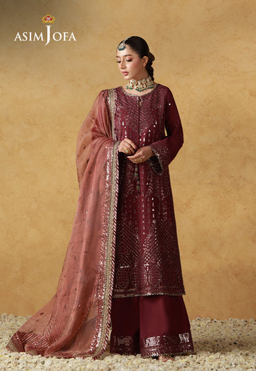 Asim Jofa | Ishq e Eid | AJULN-07 Embroidered Cotton Silk 3 Pcs - House Of Hania