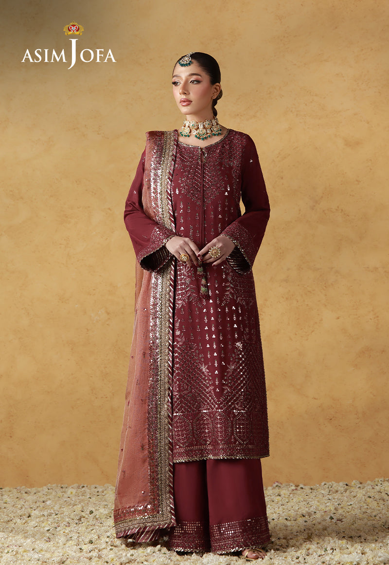Asim Jofa | Ishq e Eid | AJULN-07 Embroidered Cotton Silk 3 Pcs - House Of Hania