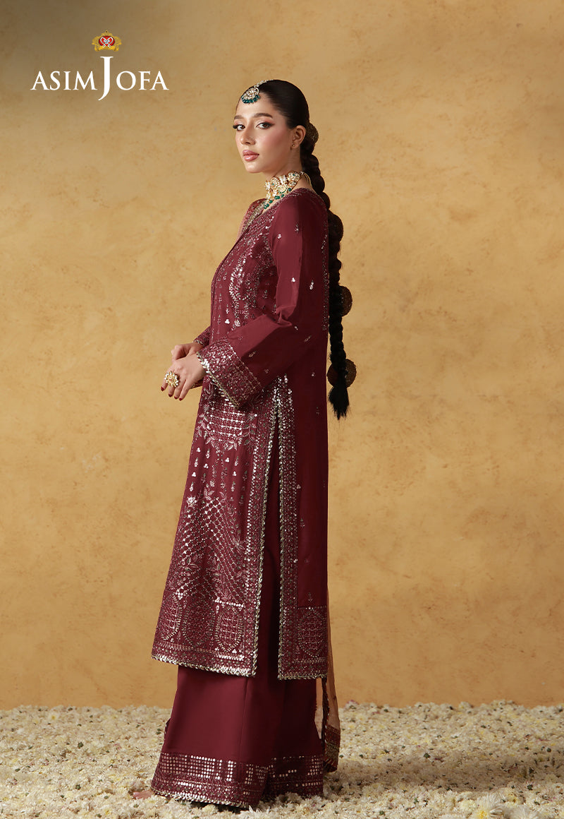 Asim Jofa | Ishq e Eid | AJULN-07 Embroidered Cotton Silk 3 Pcs - House Of Hania