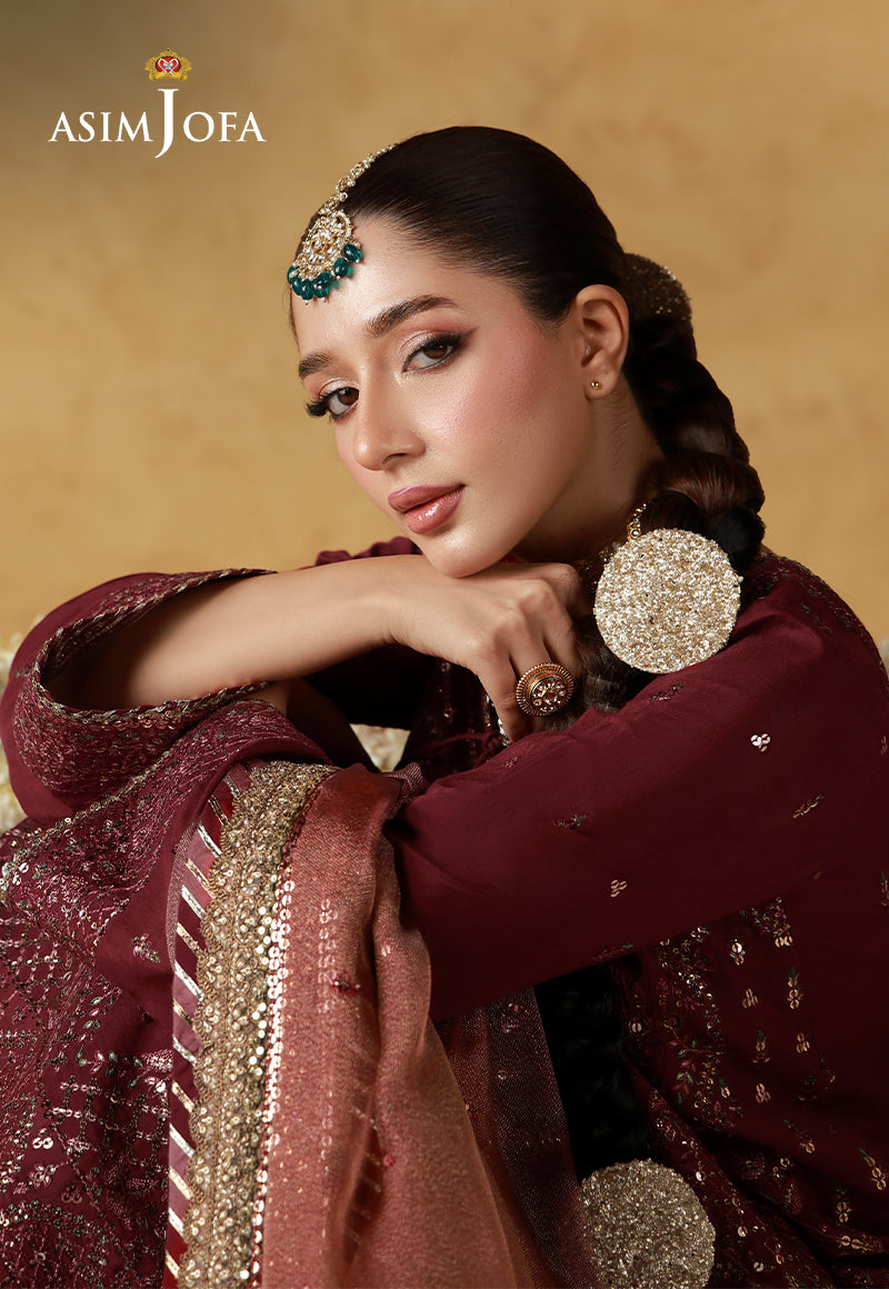 Asim Jofa | Ishq e Eid | AJULN-07 Embroidered Cotton Silk 3 Pcs - House Of Hania