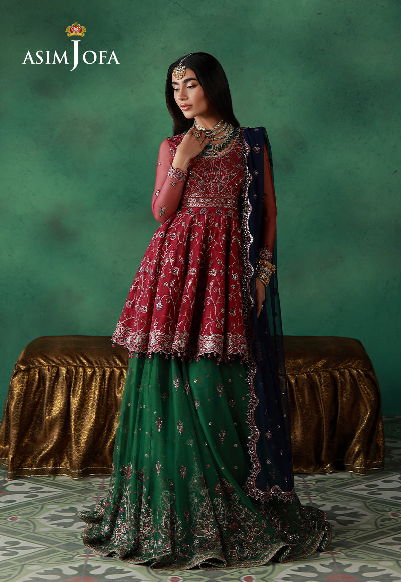 Asim Jofa | Ishq e Eid | AJULN-08 Embroidered Net 3 Pcs - House Of Hania