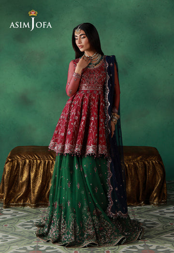 Asim Jofa | Ishq e Eid | AJULN-08 Embroidered Net 3 Pcs - House Of Hania
