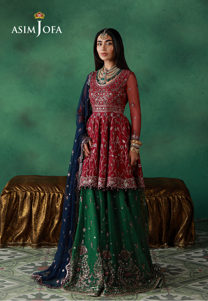 Asim Jofa | Ishq e Eid | AJULN-08 Embroidered Net 3 Pcs - House Of Hania