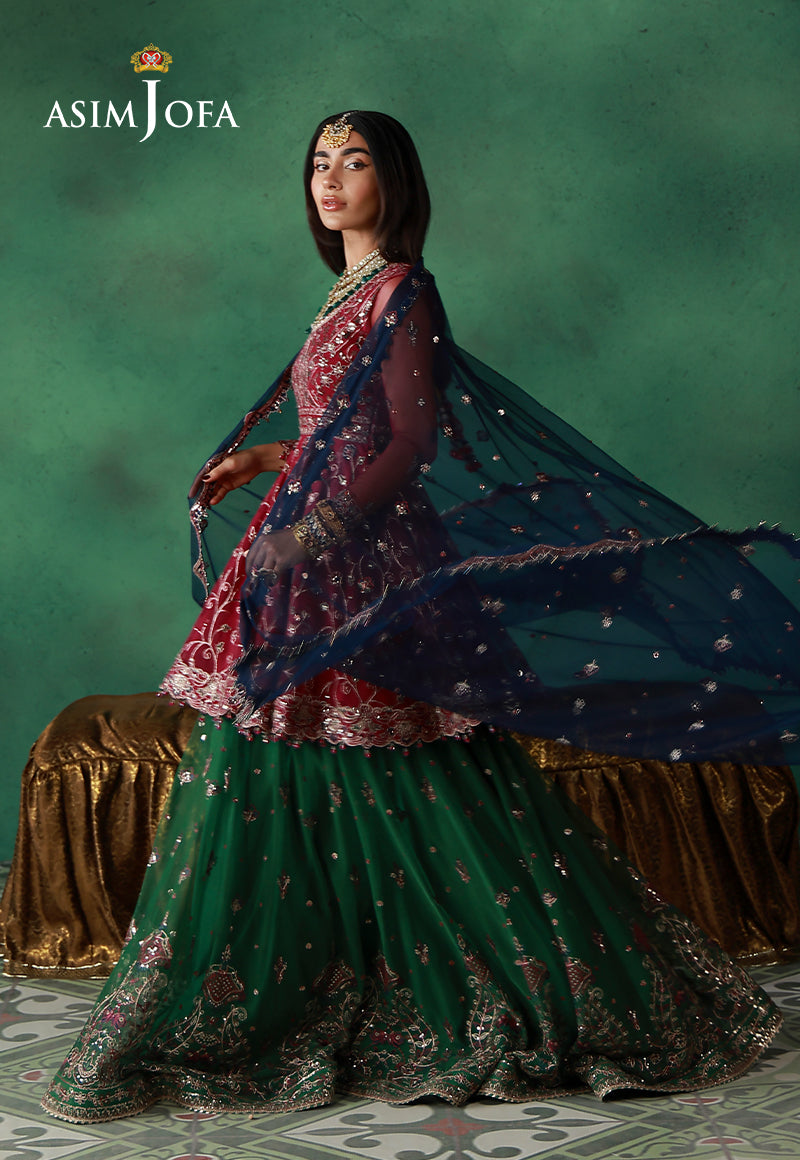 Asim Jofa | Ishq e Eid | AJULN-08 Embroidered Net 3 Pcs - House Of Hania