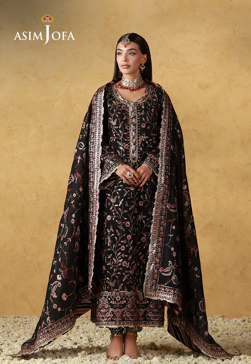 Asim Jofa | Ishq e Eid | AJULN-09 Embroidered Cotton Net  3 Pcs - House Of Hania