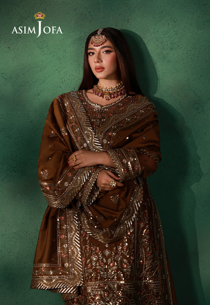 Asim Jofa | Ishq e Eid | AJULN-10 Embroidered Net 3 Pcs - House Of Hania
