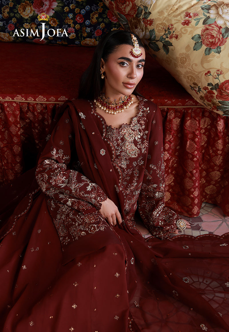 Asim Jofa | Ishq e Eid | AJULN-11 Embroidered Two Toned Cotton Silk 3 Pcs - House Of Hania