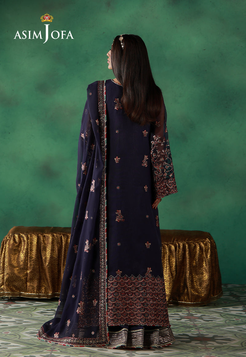 Asim Jofa | Ishq e Eid | AJULN-13 Embroidered Javeria Net 3 Pcs - House Of Hania
