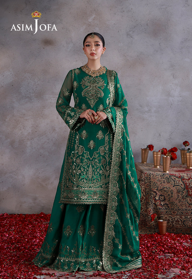 Asim Jofa | Ishq e Eid | AJULN-16 Embroidered Chiffon 3 Pcs - House Of Hania