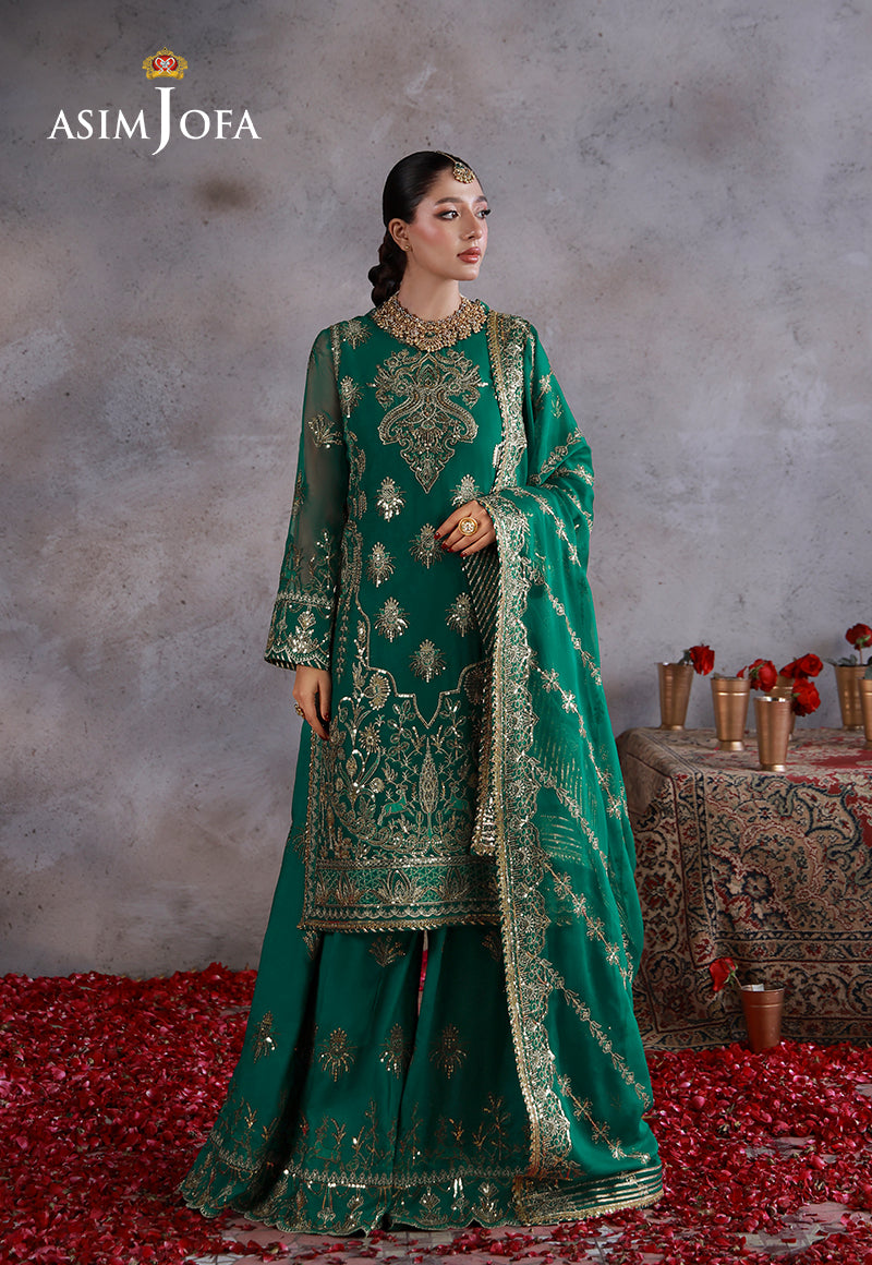 Asim Jofa | Ishq e Eid | AJULN-16 Embroidered Chiffon 3 Pcs - House Of Hania