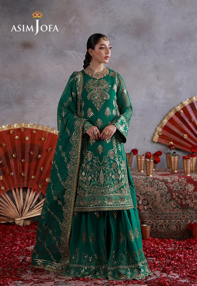 Asim Jofa | Ishq e Eid | AJULN-16 Embroidered Chiffon 3 Pcs - House Of Hania