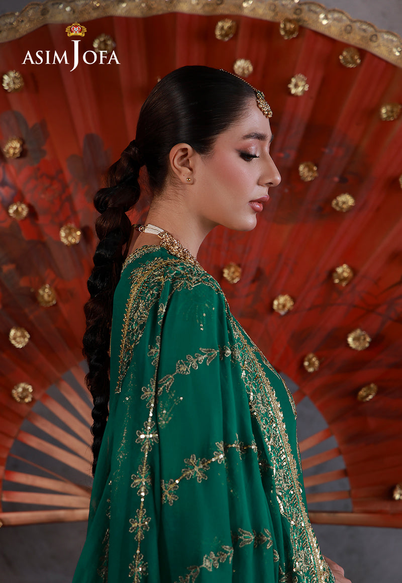Asim Jofa | Ishq e Eid | AJULN-16 Embroidered Chiffon 3 Pcs - House Of Hania