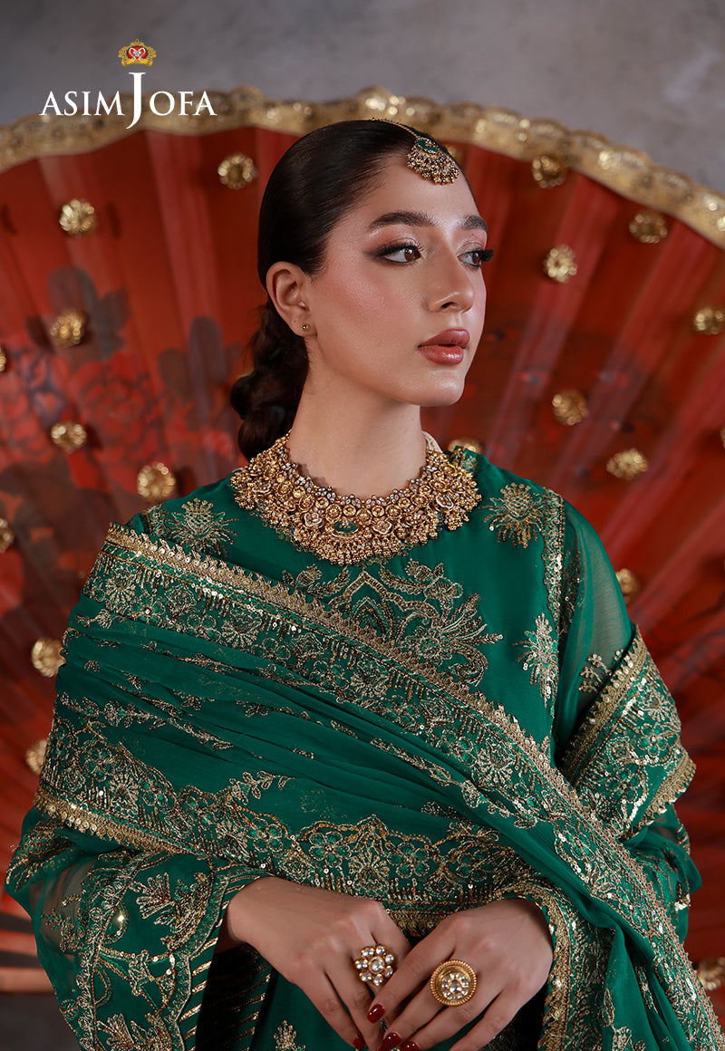 Asim Jofa | Ishq e Eid | AJULN-16 Embroidered Chiffon 3 Pcs - House Of Hania