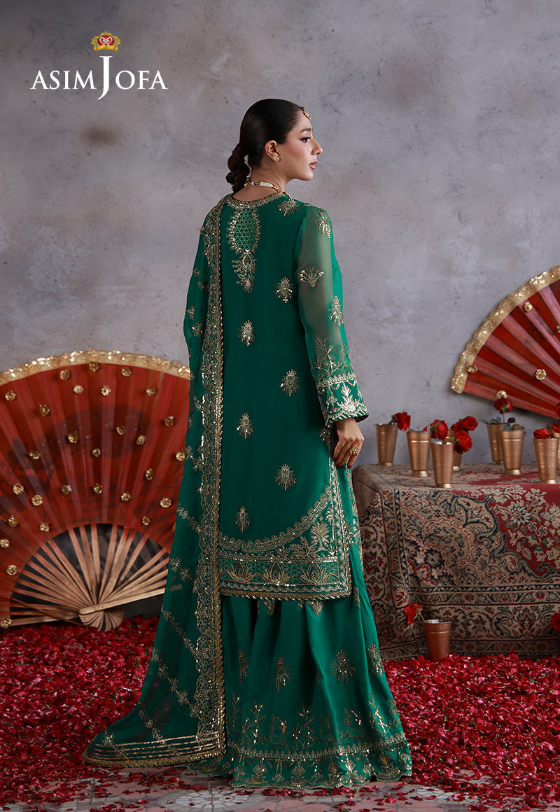 Asim Jofa | Ishq e Eid | AJULN-16 Embroidered Chiffon 3 Pcs - House Of Hania