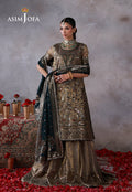 Asim Jofa | Ishq e Eid | AJULN-19 Embroidered Zari Check Net  3 Pcs - House Of Hania