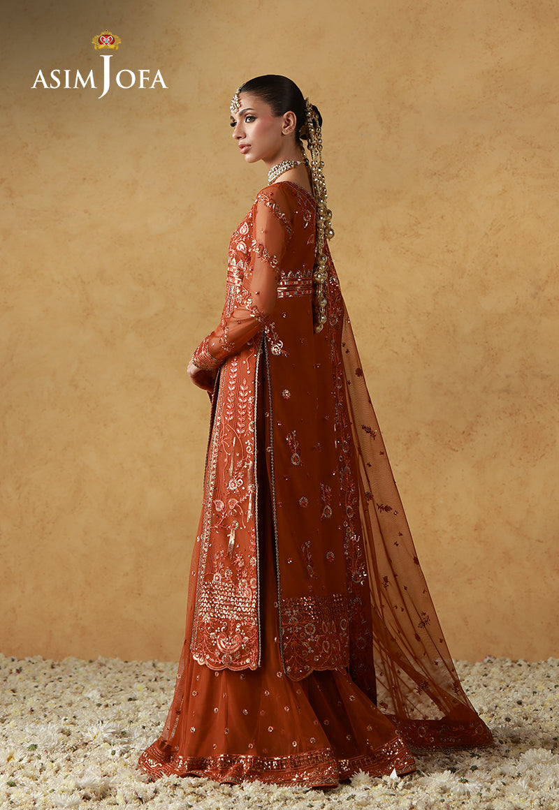 Asim Jofa | Ishq e Eid | AJULN-20 Embroidered Net  3 Pcs - House Of Hania