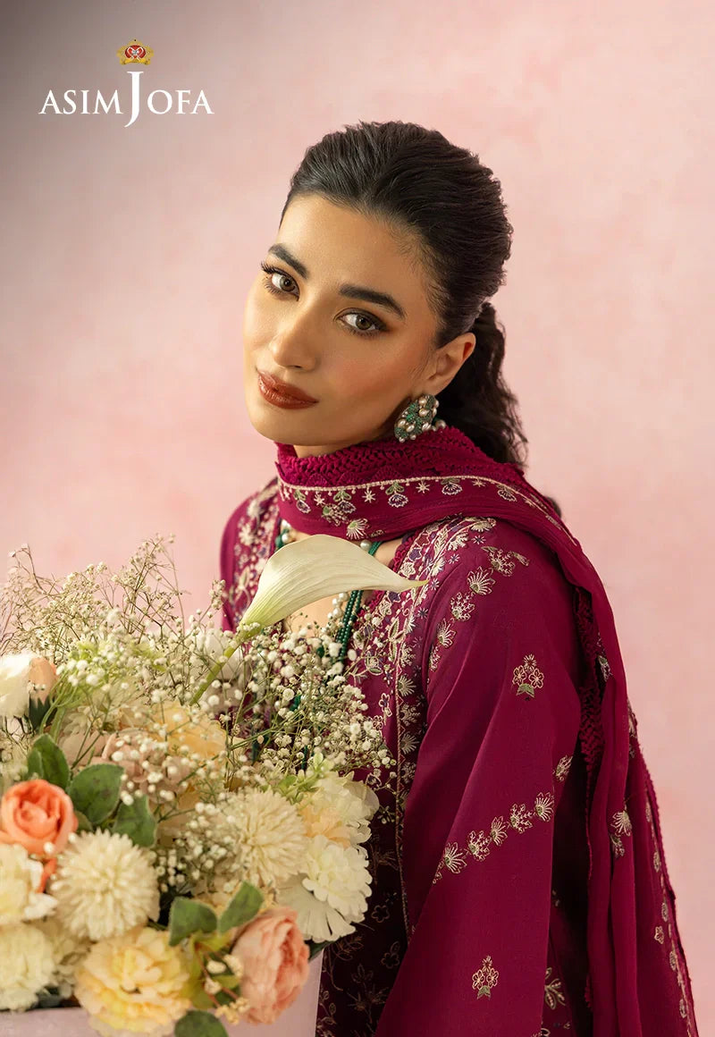Asim Jofa | Ishq e Eid | AJULW-02 Embroidered Lawn 3 Pcs - House Of Hania