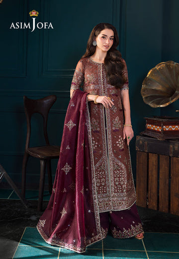 Asim Jofa | Lumiere Formals | AJLFC-08 EMBROIDERED JAVERIA NET - House Of Hania