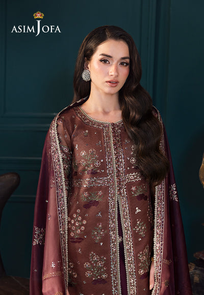 Asim Jofa | Lumiere Formals | AJLFC-08 EMBROIDERED JAVERIA NET - House Of Hania