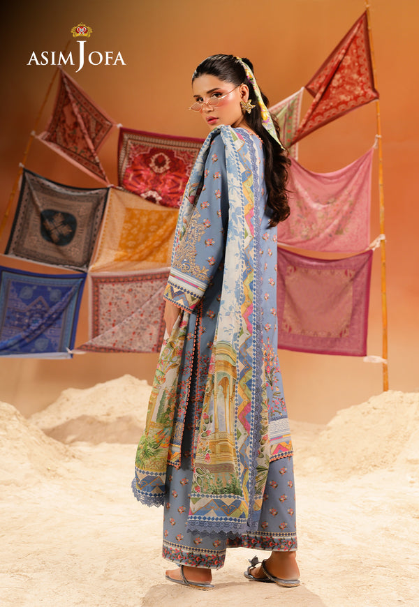 Asim Jofa | Summer Rhapsody |  AJUBU-11 Printed Embroidered Lawn - House Of Hania