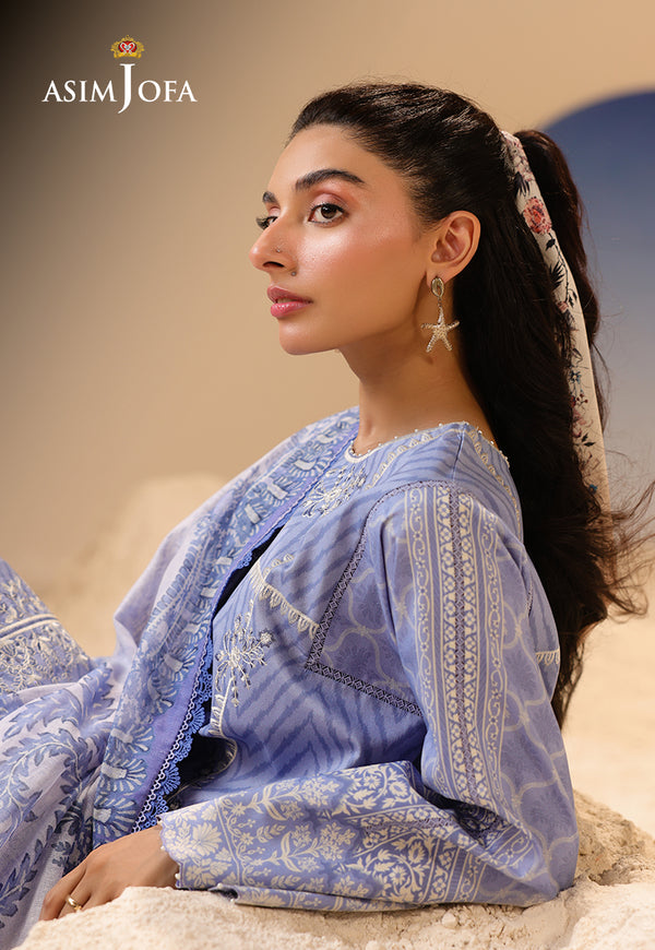 Asim Jofa | Summer Rhapsody | AJUBU-13 Printed Embroidered Lawn - House Of Hania