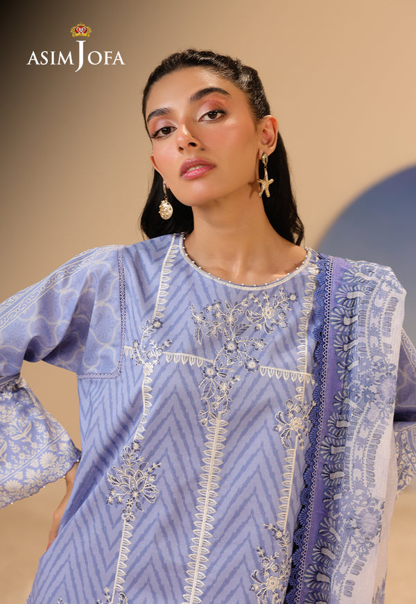 Asim Jofa | Summer Rhapsody | AJUBU-13 Printed Embroidered Lawn - House Of Hania