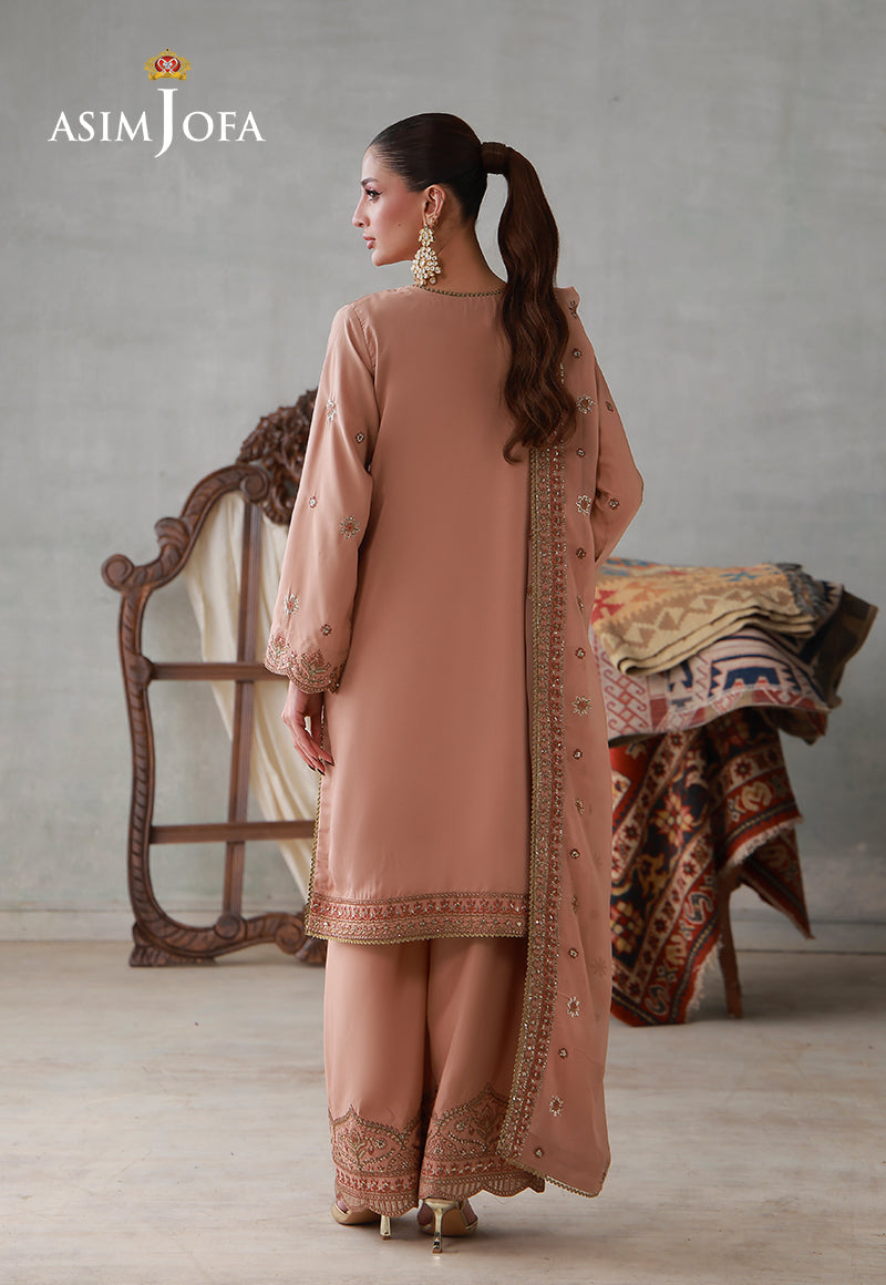 Asim Jofa | luxury Pret'26 | AJLPN-02 Embroidered Poly Silk Stitched 3pcs - House Of Hania