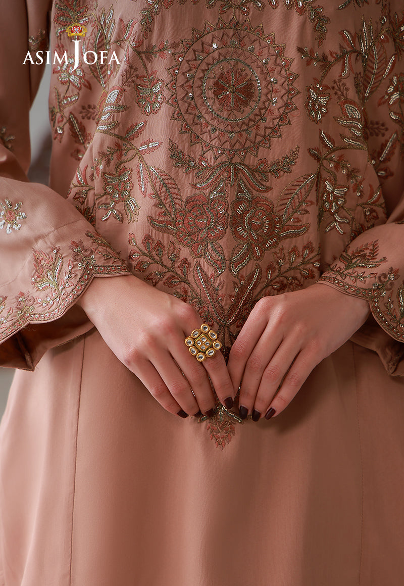 Asim Jofa | luxury Pret'26 | AJLPN-02 Embroidered Poly Silk Stitched 3pcs - House Of Hania