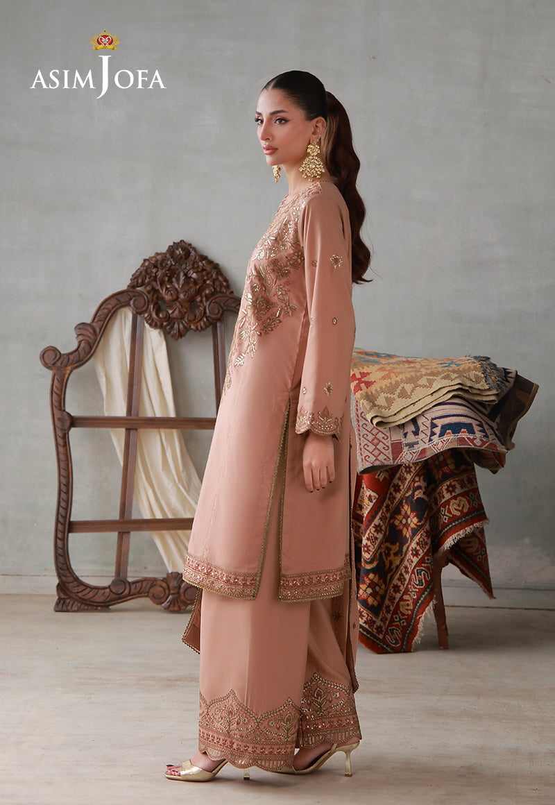 Asim Jofa | luxury Pret'26 | AJLPN-02 Embroidered Poly Silk Stitched 3pcs - House Of Hania