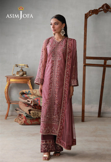 Asim Jofa | luxury Pret'26 | AJLPN-03 Embroidered Poly Net Stitched 3pcs - House Of Hania