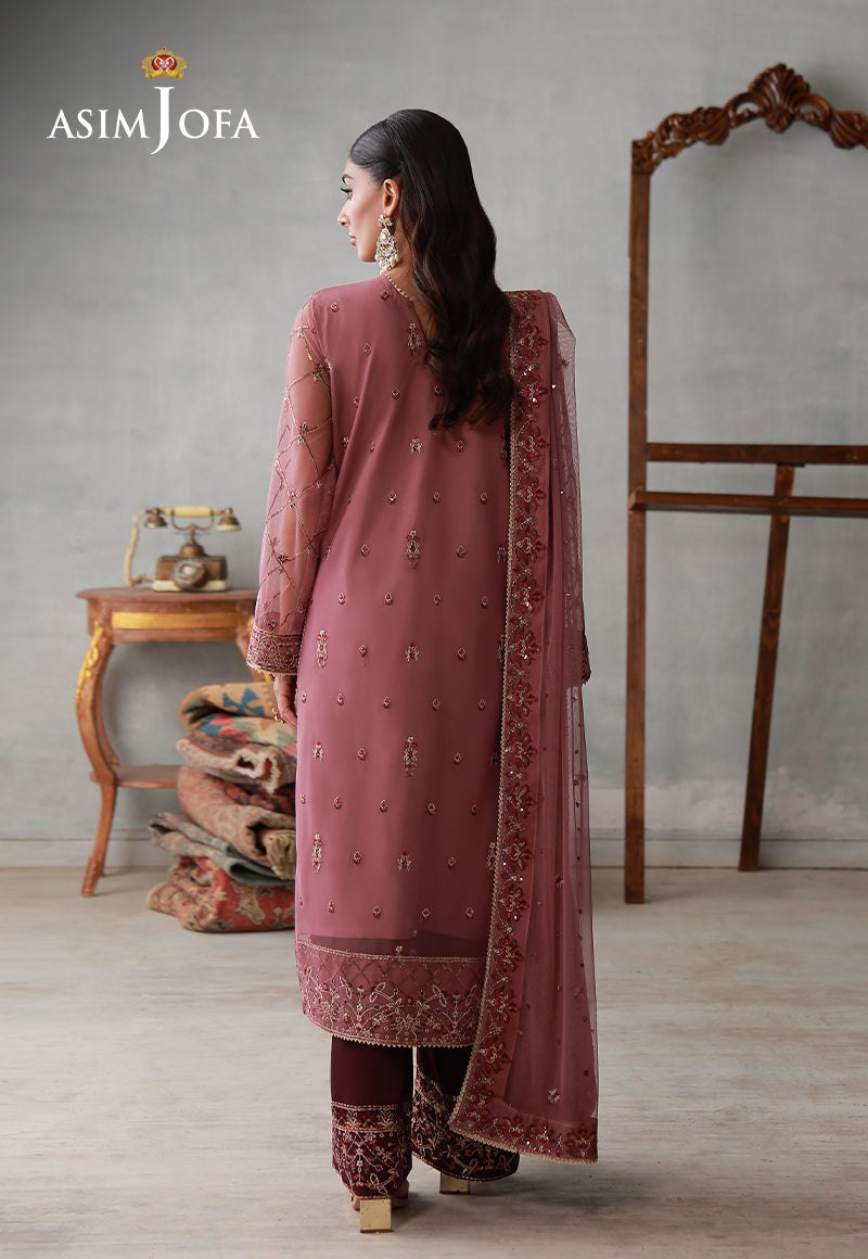 Asim Jofa | luxury Pret'26 | AJLPN-03 Embroidered Poly Net Stitched 3pcs - House Of Hania