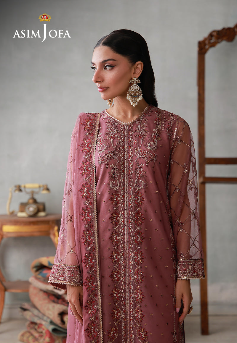 Asim Jofa | luxury Pret'26 | AJLPN-03 Embroidered Poly Net Stitched 3pcs - House Of Hania