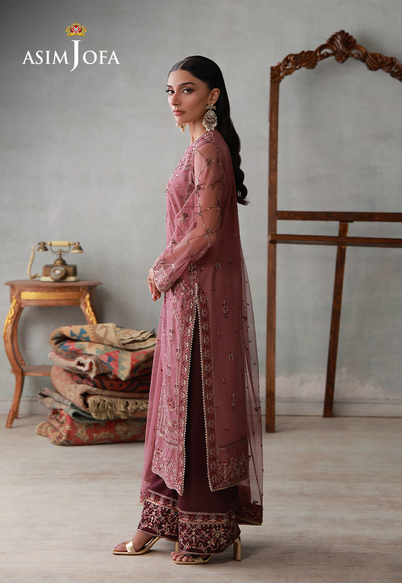 Asim Jofa | luxury Pret'26 | AJLPN-03 Embroidered Poly Net Stitched 3pcs - House Of Hania