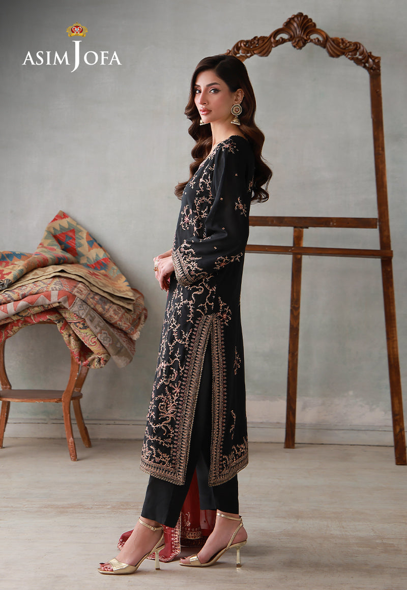 Asim Jofa | luxury Pret'26 | AJLPN-06 Embroidered Poly Silk Stitched 3pcs - House Of Hania