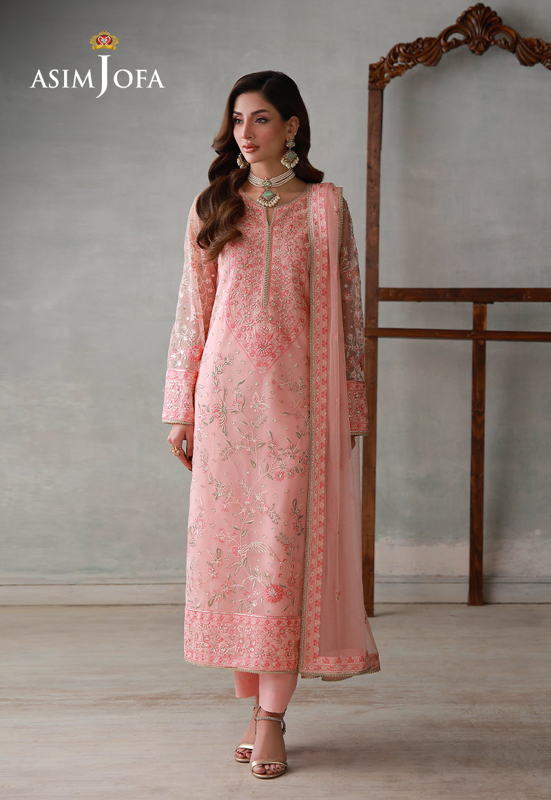 Asim Jofa | luxury Pret'26 | AJLPN-07 Embroidered Poly Net Stitched 3pcs - House Of Hania