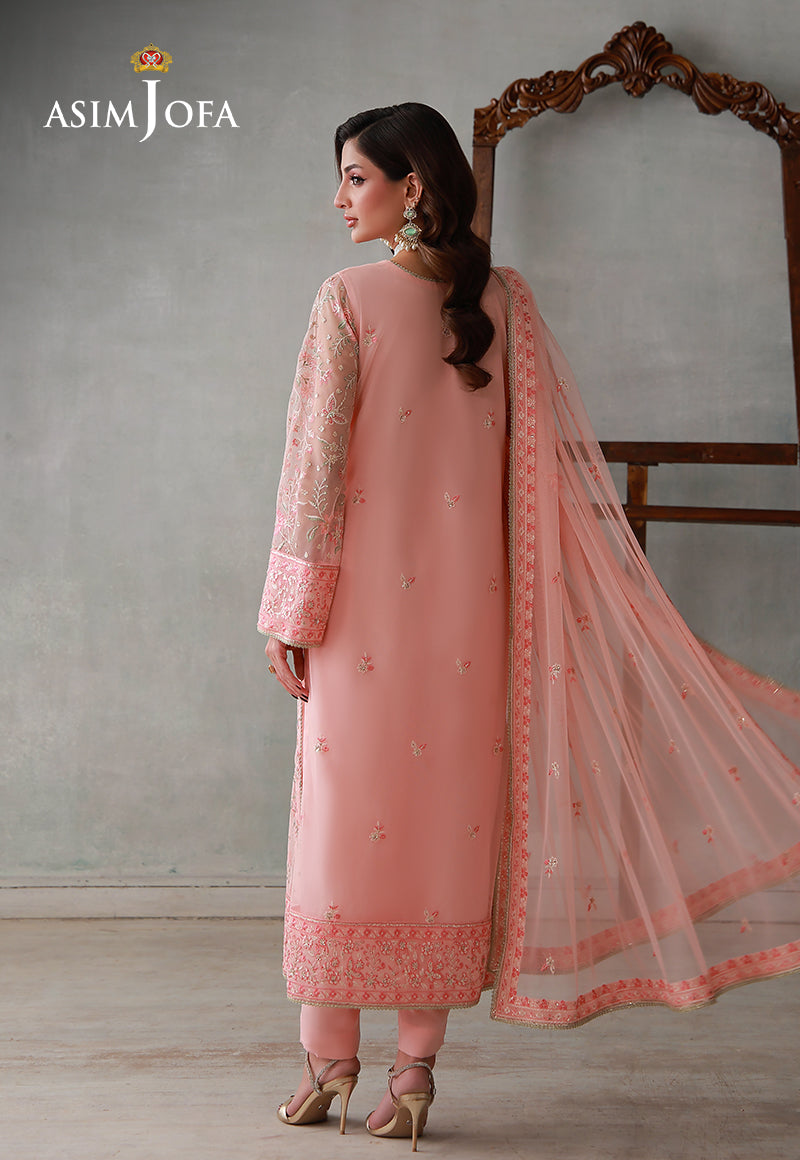 Asim Jofa | luxury Pret'26 | AJLPN-07 Embroidered Poly Net Stitched 3pcs - House Of Hania