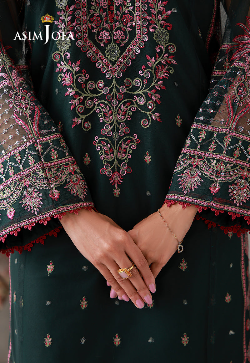 Asim Jofa | luxury Pret'26 | AJLPN-08 Embroidered Poly Net Stitched 3pcs - House Of Hania
