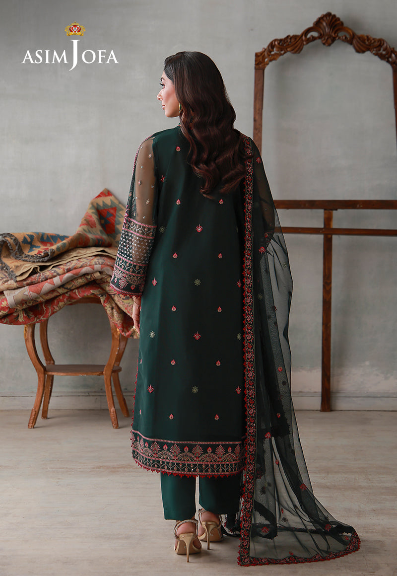 Asim Jofa | luxury Pret'26 | AJLPN-08 Embroidered Poly Net Stitched 3pcs - House Of Hania