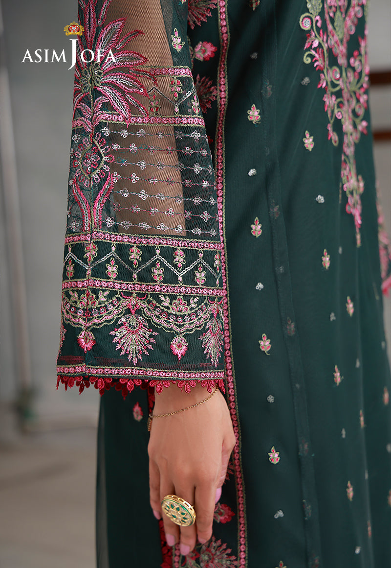 Asim Jofa | luxury Pret'26 | AJLPN-08 Embroidered Poly Net Stitched 3pcs - House Of Hania