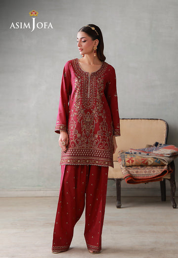 Asim Jofa | luxury Pret'26 | AJLPN-09 Embroidered Poly Silk Stitched 2pcs - House Of Hania
