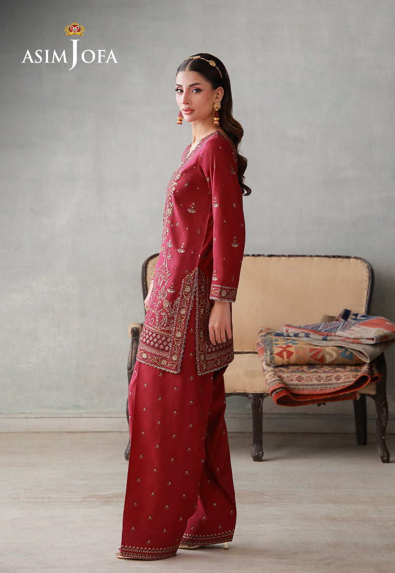 Asim Jofa | luxury Pret'26 | AJLPN-09 Embroidered Poly Silk Stitched 2pcs - House Of Hania