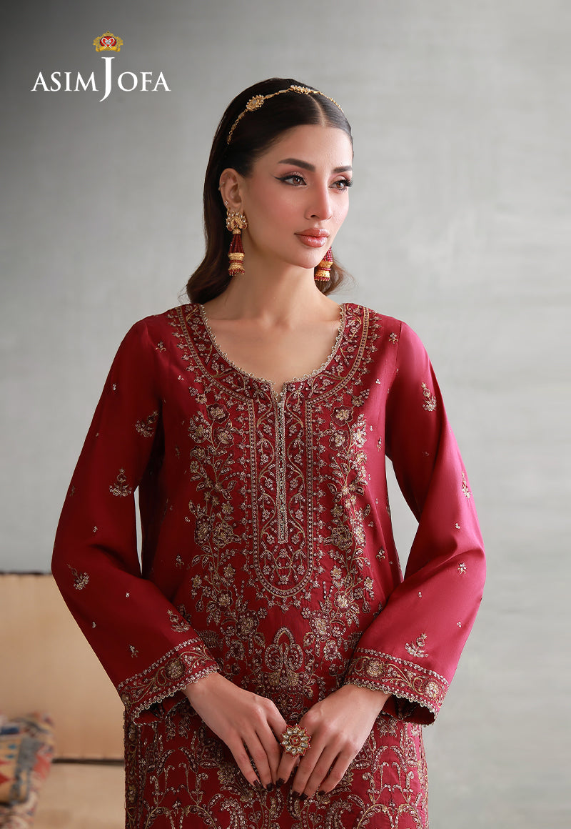 Asim Jofa | luxury Pret'26 | AJLPN-09 Embroidered Poly Silk Stitched 2pcs - House Of Hania