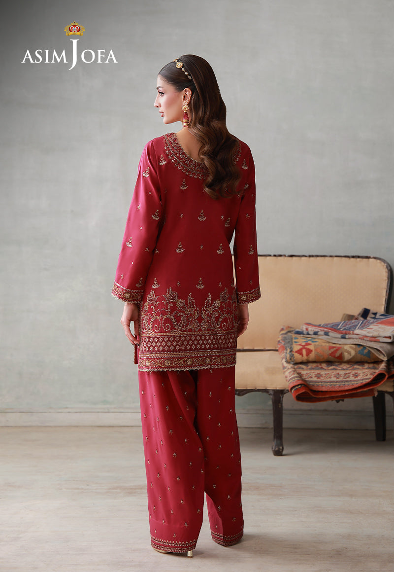 Asim Jofa | luxury Pret'26 | AJLPN-09 Embroidered Poly Silk Stitched 2pcs - House Of Hania