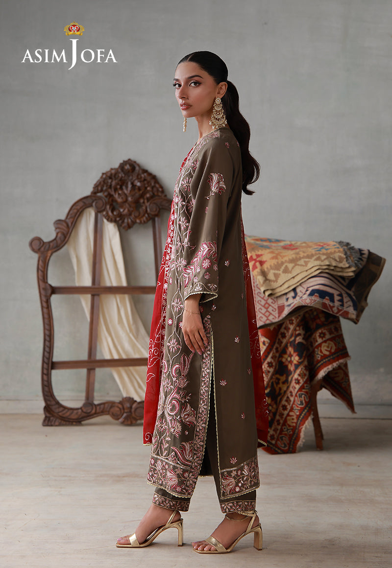 Asim Jofa | luxury Pret'26 | AJLPN-10 Embroidered Poly Silk Stitched 3pcs - House Of Hania