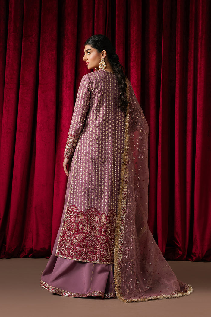 Ayzel Humnishin | Mauve Panelled Anarkali Silk Festive Set - House Of Hania