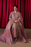 Ayzel Humnishin | Mauve Panelled Anarkali Silk Festive Set - House Of Hania