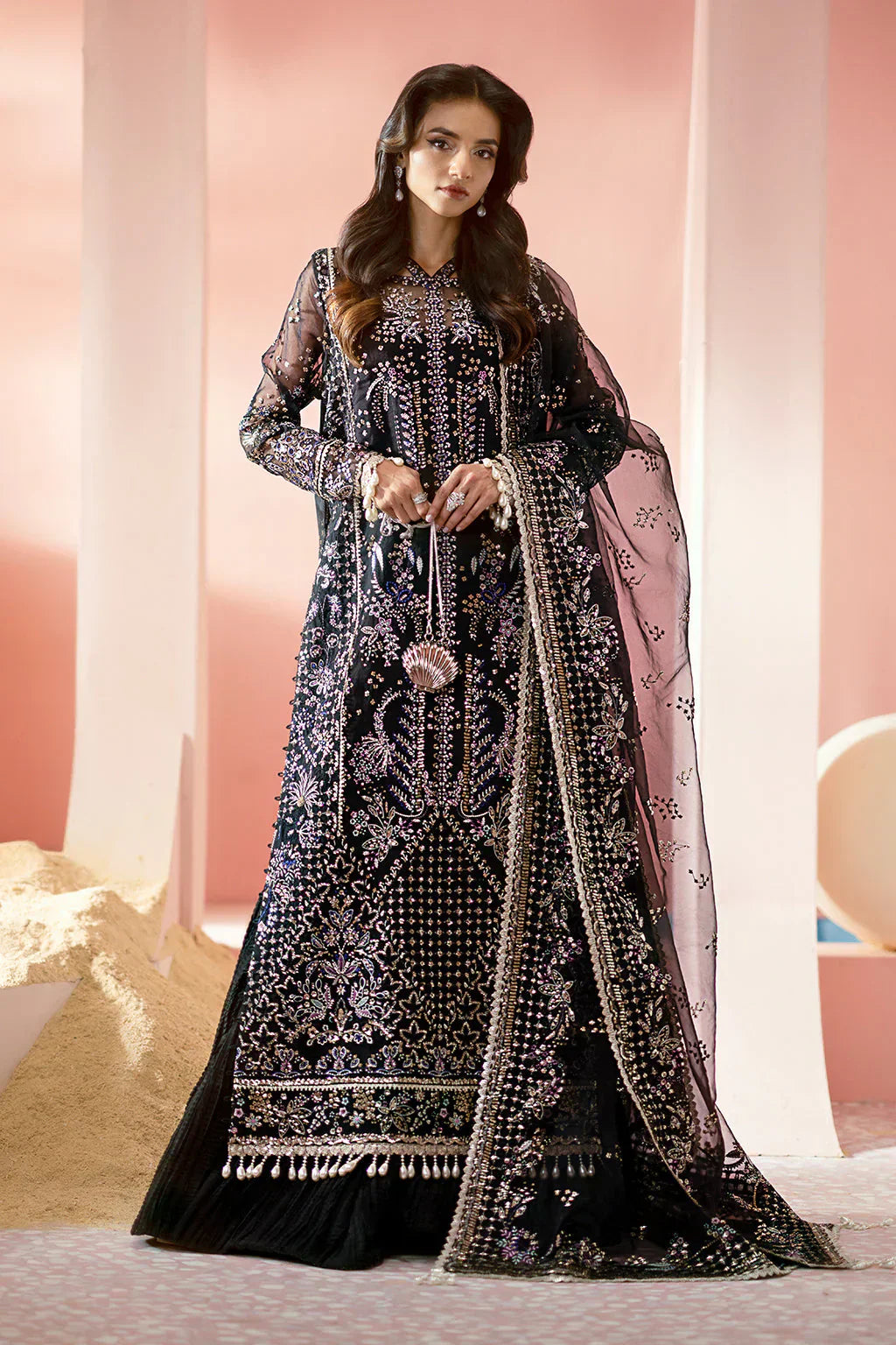 Ayzel Luminara Embroidered Organza 3Pc Suit AWF-01 MILAN - House Of Hania