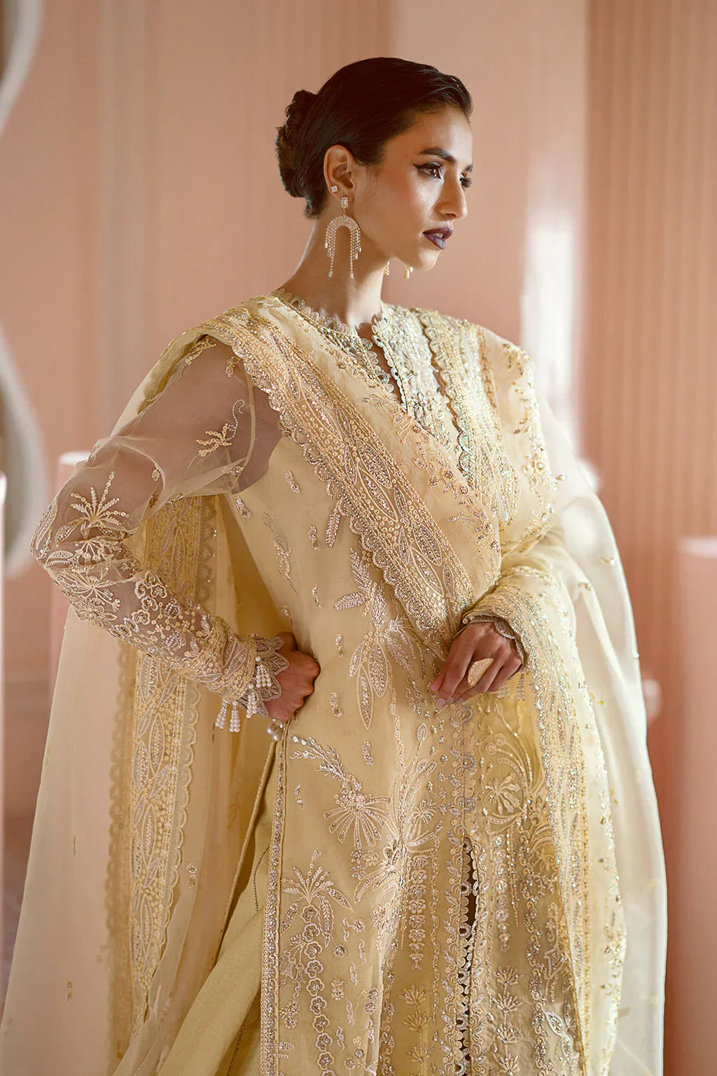 Ayzel Luminara Embroidered Organza 3Pc Suit AWF-02 LEIA - House Of Hania